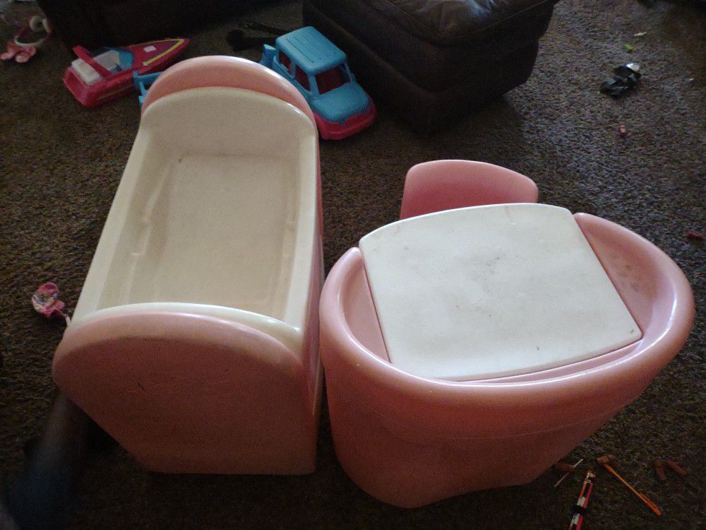 Doll Bed With A Table And Chair