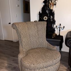 Antique Leopard Print Wingback Chair