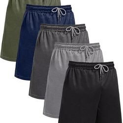 5 Pack Gym Shorts for Men 7 inch, Mens Athletic Running Shorts Dry Fit & Mesh Active Workout Shorts for Men with Pockets