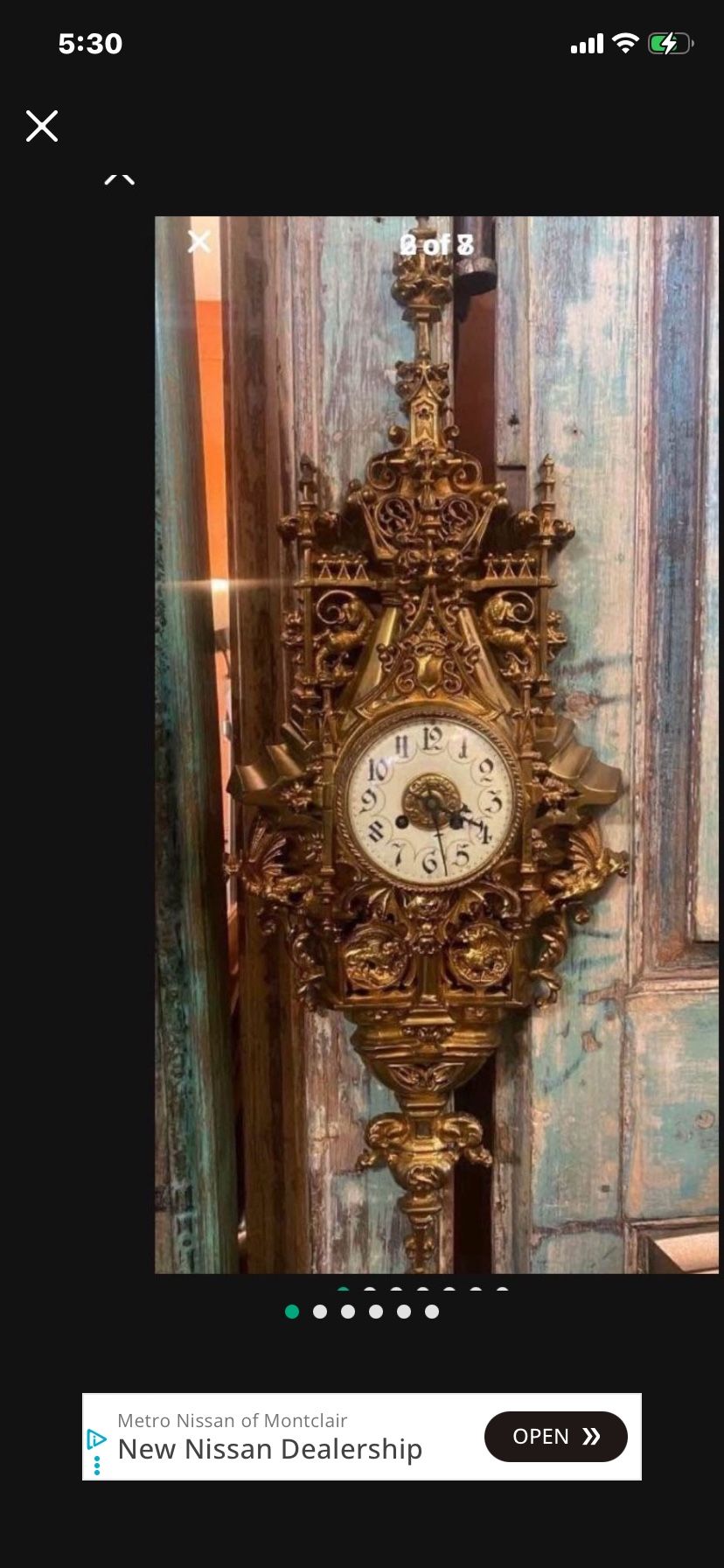 Antique Solid Bronze, Gothic Wall Clock