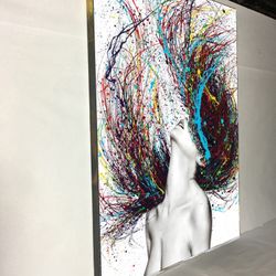 Canvas wall decoration 30”x42”. Brand new we can make it in different sizes, from 4.5”x4.5” to 30”x66”, Wood frame and sprayed with glossy clear coat