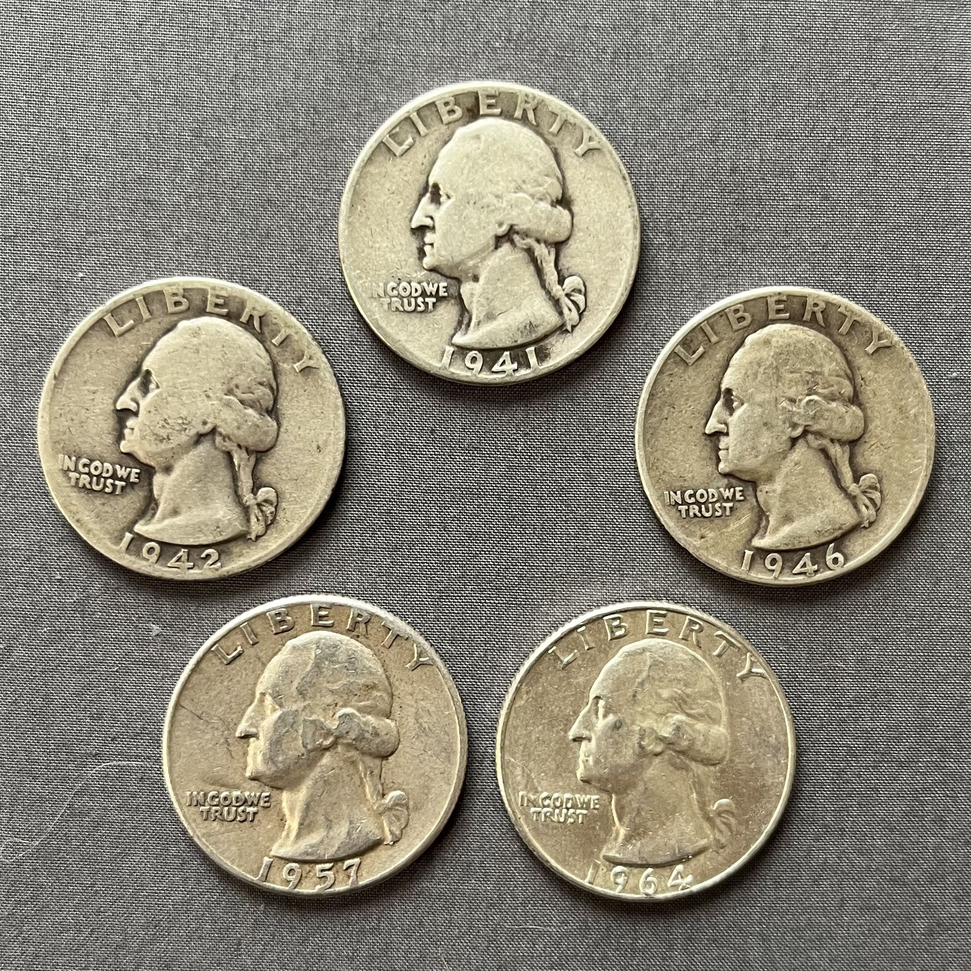 90% Silver Quarters (Lot of 5)