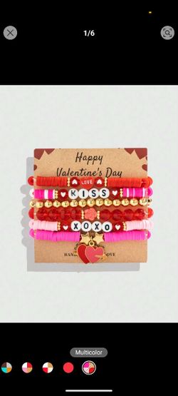 Valentines Day Bracelet Set 6pcs 