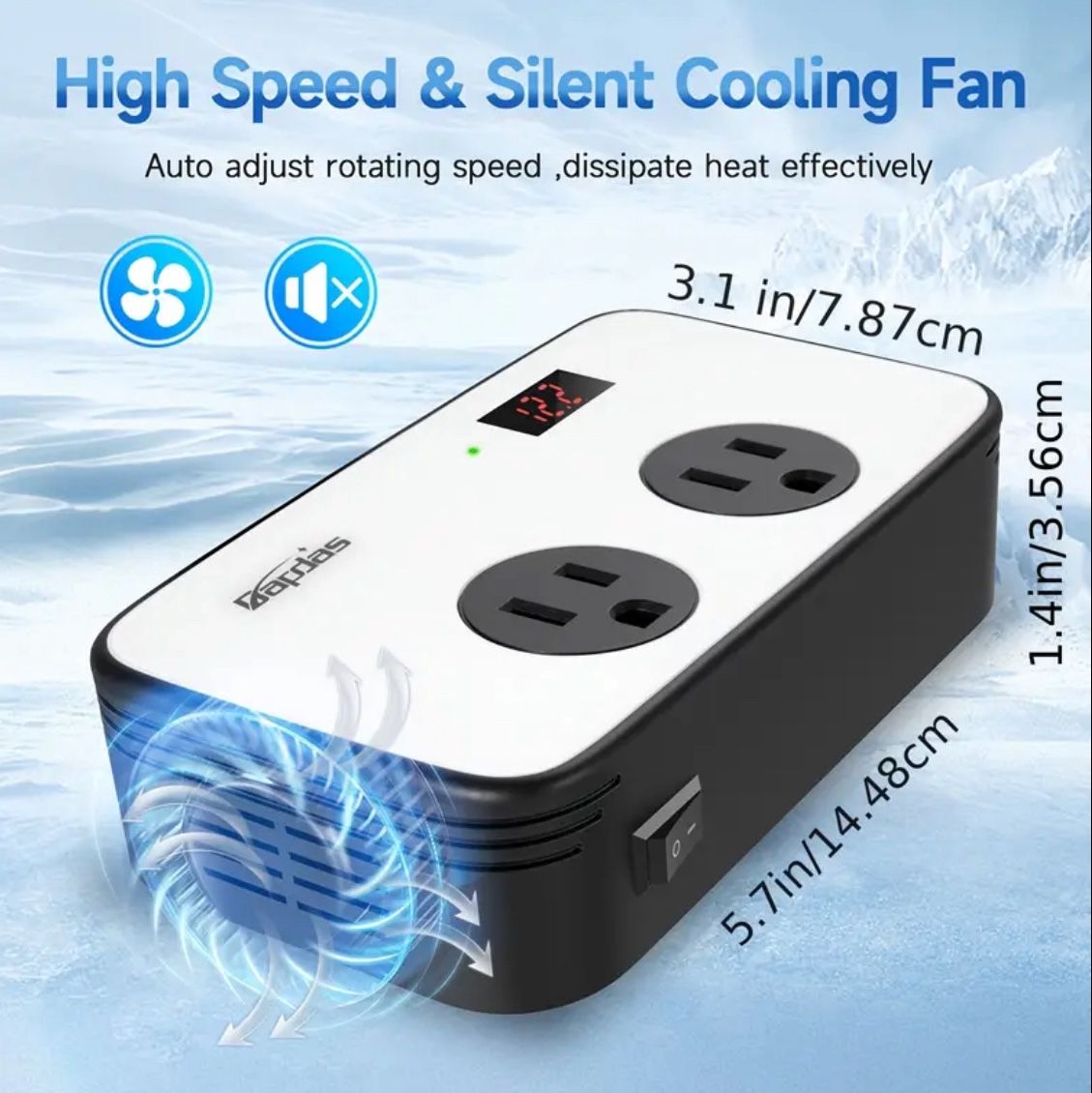π 300W Car Power Inverter 12V DC to 110V AC with PD 25W USB-C Fast Charger, QC 3.0 Ports & LCD Display, Car Plug Plug-in Adapter for, RV, Trucks, Cam