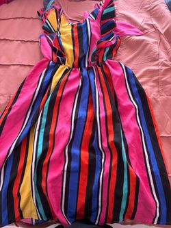 Multicolor Striped Ruffle Dress