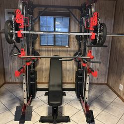 Smith Machine 200 | Adjustable Bench | 245lb Cast Iron Olympic Weights | 7ft Olympic Bar | Fitness | Gym Equipment | FREE DELIVERY/INSTALLATION 🚚 🛠️