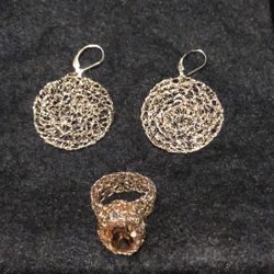 Hand crafted gold plated set with canary Swarovski crystals