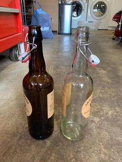 Qty nine 760 ml bottles with caps - free