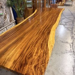 Monkey Pod Dining Table With Wood Base Live Edge 