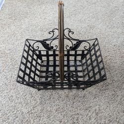 Wrought Iron And Wicker Large Basket