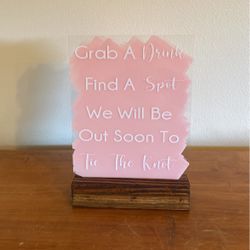 Wedding sign and wooden holder