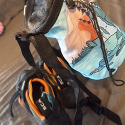 Scarpa Rock climbing Shoes And Chalk Bag