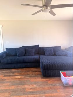 Blue Ribbed Couch