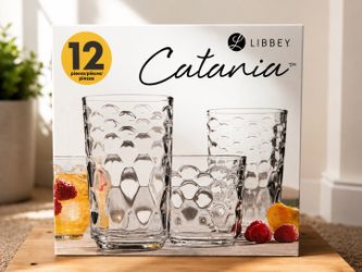 New Libbey Catania 12-Piece Glassware Set – Textured Drinking Glasses