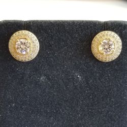 Earrings Gold Plated Sterling Silver And Cz 