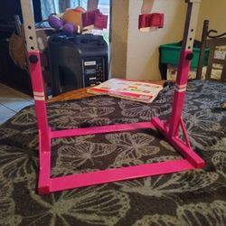 American Girl Gymnastics Pink Metal Practice Bar And  Blue Mat 