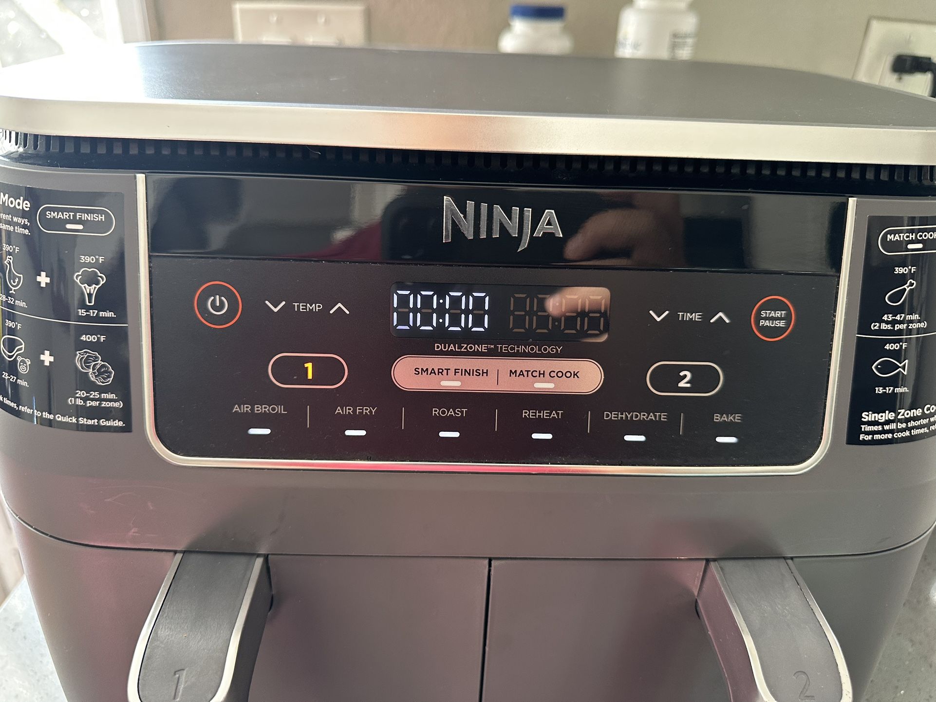 Ninja Foodi 6qt 5-in-1 2-Basket Air Fryer with DualZone Technology - DZ090: Stainless Steel, Digital Control, 1760W