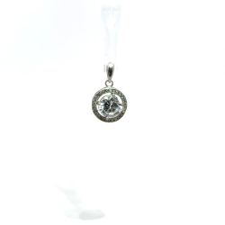 Ladies Sterling Silver CZ Halo Solitaire Pendant 11049725