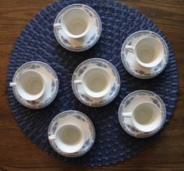 Porcelana Schmidt Ivory China Brazil – 6 Coffee Cups & Saucers – 12 Pc