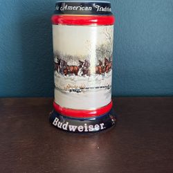 Vintage Budweiser 1990 Holiday An American Tradition Collector Series Stein Mug