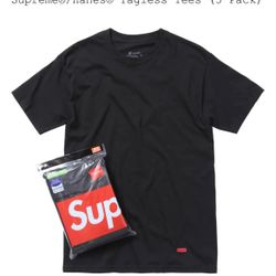 Supreme x Hanes Tagless T- Shirts (3pack) Size Medium Black