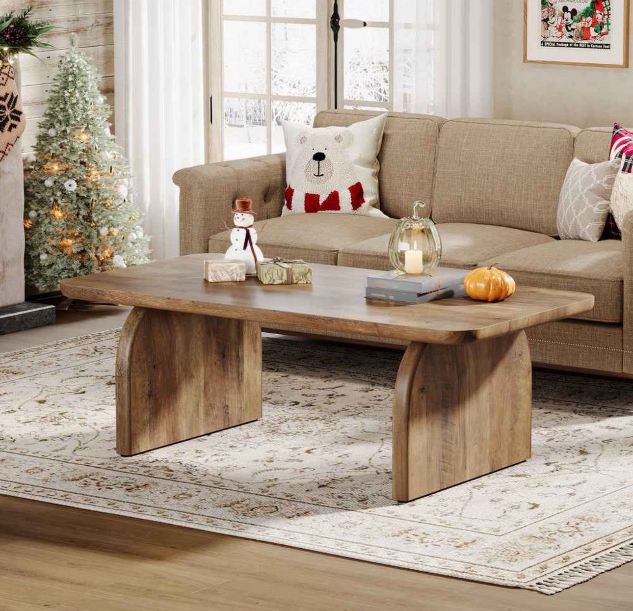 47" Coffee Table, Farmhouse Center Table Low Cocktail Tea Table