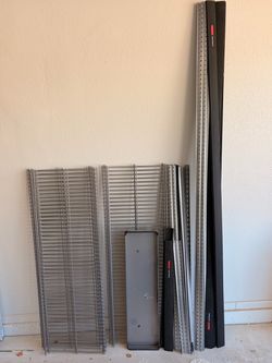 Rubbermaid FastTrack Garage Storage System- including shelves, brackets, and accessories