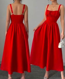 Red Midi A-Line Sleeveless Dress 1xl and 2xl
