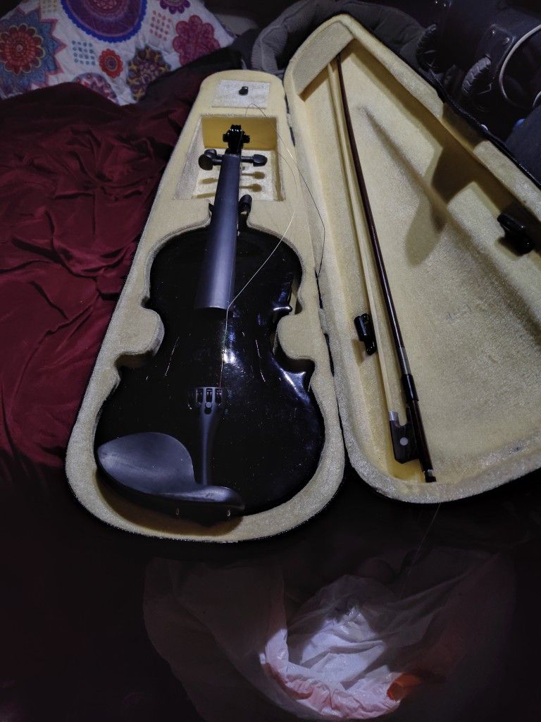 4/4 Black Violin And Accessories