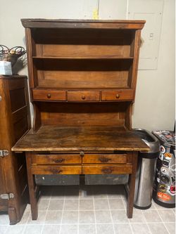 Antique Solid Pine Wood Hutch / Baker’s Cabinet