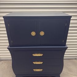 🚨Free Delivery NJ / NY Used Navy Blue Solid Wood Dresser - 6 Drawers
