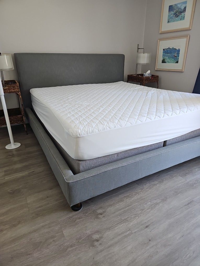 California King Complete Bed FRAME, Headboard, Box Springs And Tempur Pedic Mattress FREE