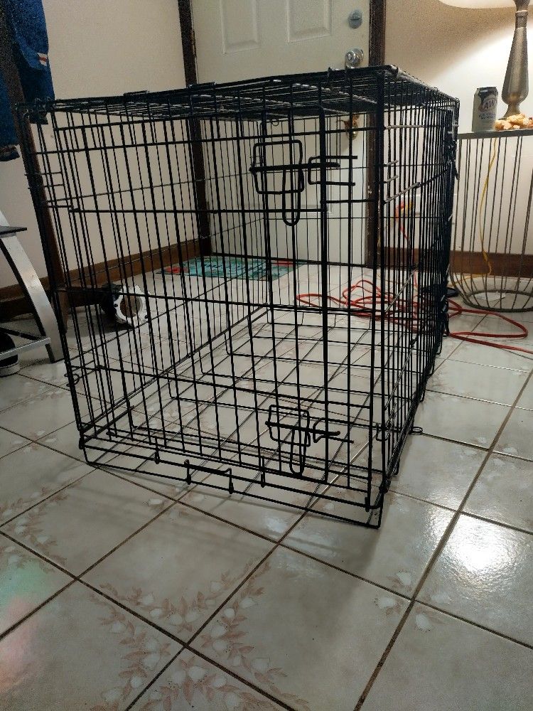  Dog Cage Kennel No Tray Medium Folding Doghouse 
