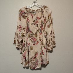 Bila Women’s Multicolor Floral Stretchy Flowy Boho Blouse, Plus Size XXL