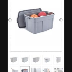 LIKE NEW Gray Storage Container Tub Trunk Basket Box Tote NO LID Utility Toy Clothes Accessories 
