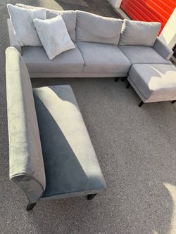 Modular Gray Fabric Sectional Sofa with Ottoman & Matching Bench / Accent Couch
