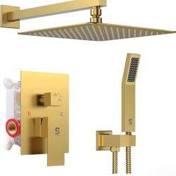  12 Inches Bathroom Luxury Rain Mixer Shower Combo Set Wall Mounted Rainfall 