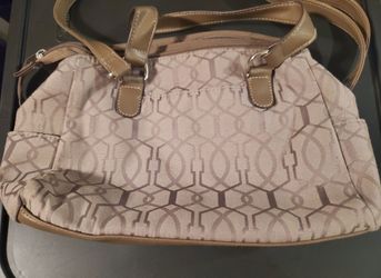 New Tan Gemetric Double Handle Shoulder Bag/Purse