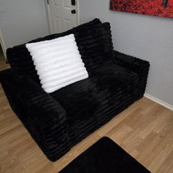 Black Faux Fur Chaise And Loveseat 