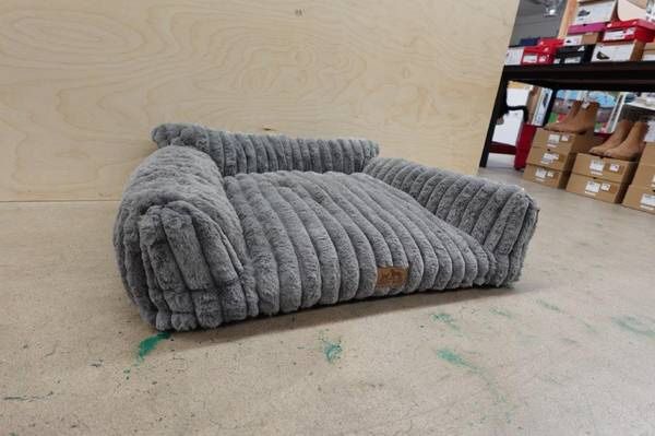 Cute Cat / Dog Pet Couch Bed in Premium Plush Faux Fur Medium in Gray