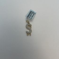 10k Gold Diamond Dripping Initial Pendant. New.