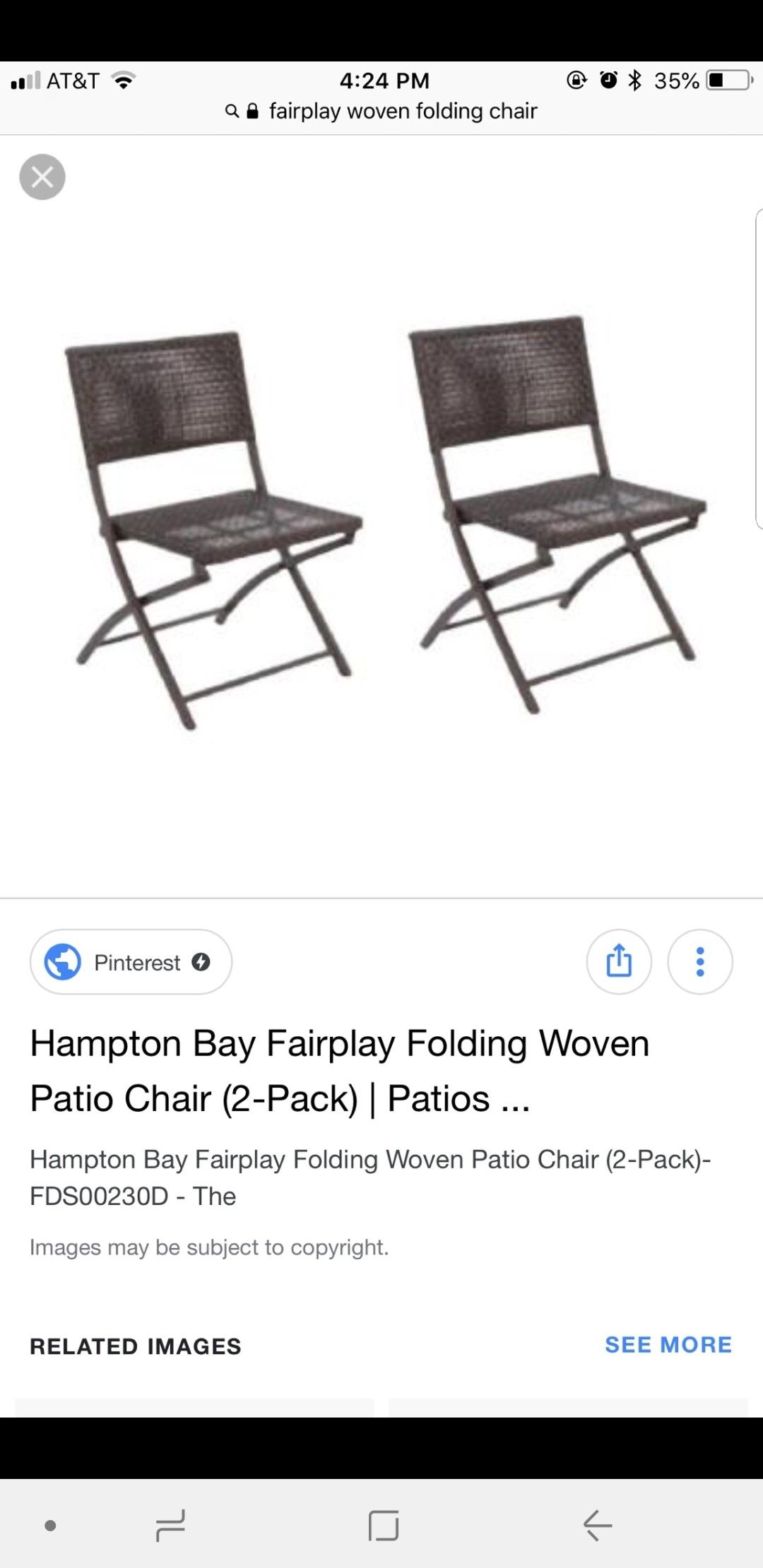2 Hampton bay folding chairs