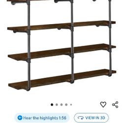 Industrial Pipe Shelf Bracket Set – 3 Set 5-Tier – New