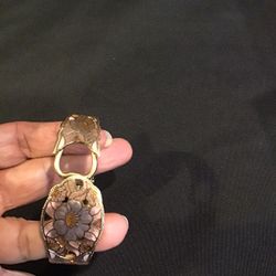 Vintage Cloisonné Enamel Floral Bangle Bracelet 