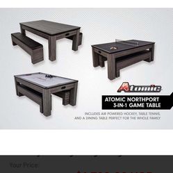 Atomic 84" Hampton 3-in-1 Air Hockey/Dining/Ping Pong Table