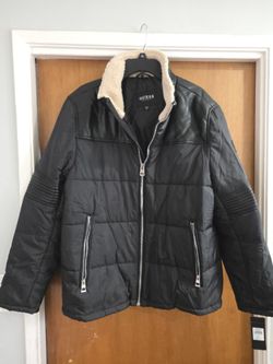 Men's Guess Puffer Jacket Black XL