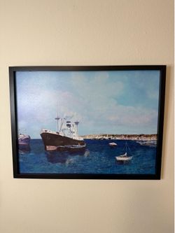 Framed Ships in Harbor Nautical Realism