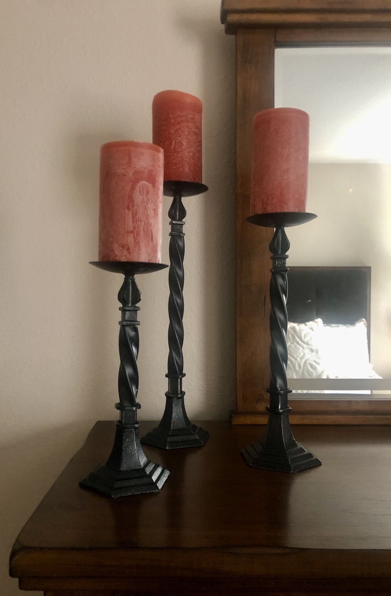 Metal Candlesticks with Candles 