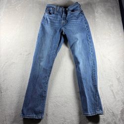 Levi’s Premium 501 Women’s Size 24x28 Blue Wash Jeans denim Y2K Distressed #1937