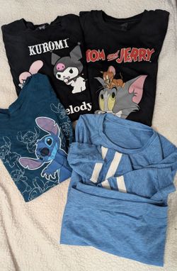 Tshirts (4) Kuromi, Tom and Jerry, Stitch